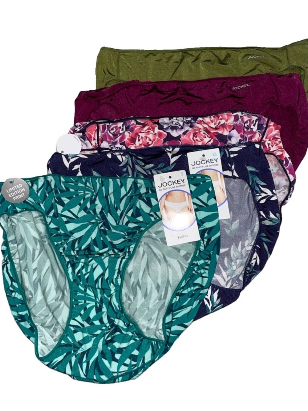 5 PAIR Jockey No Panty Line Promise Bikini Panties Microfiber Stretch NWT